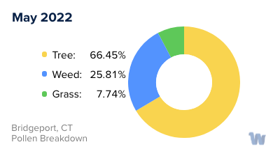 Bridgeport, CT Monthly Pollen Breakdown