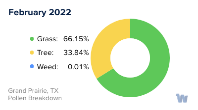 Grand Prairie, TX Monthly Pollen Breakdown