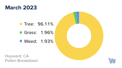 Hayward, CA Monthly Pollen Breakdown