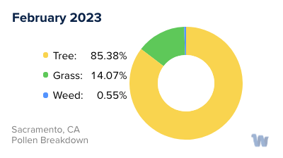 Sacramento, CA Monthly Pollen Breakdown